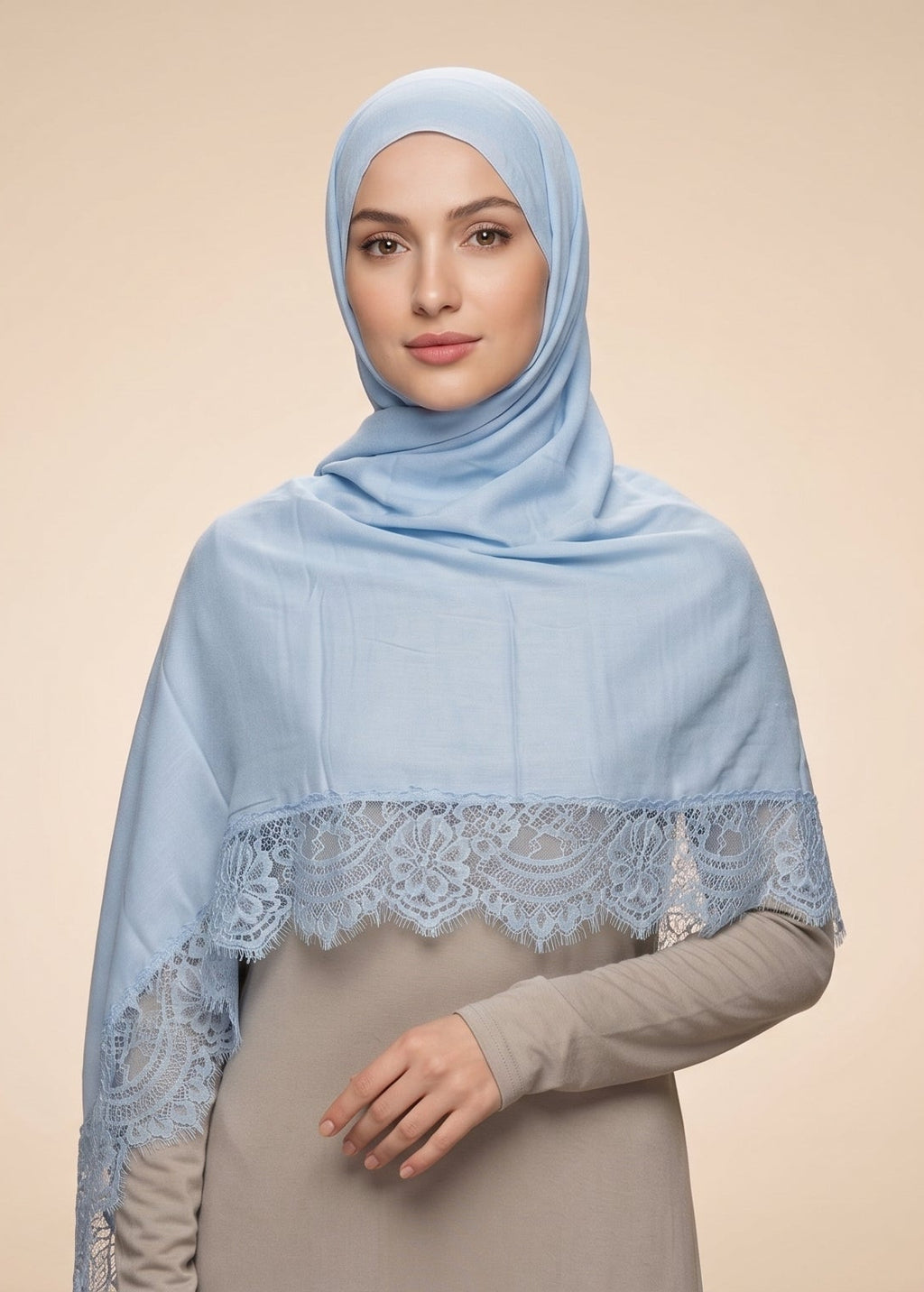 Frost Blue Lace Modal Hijab