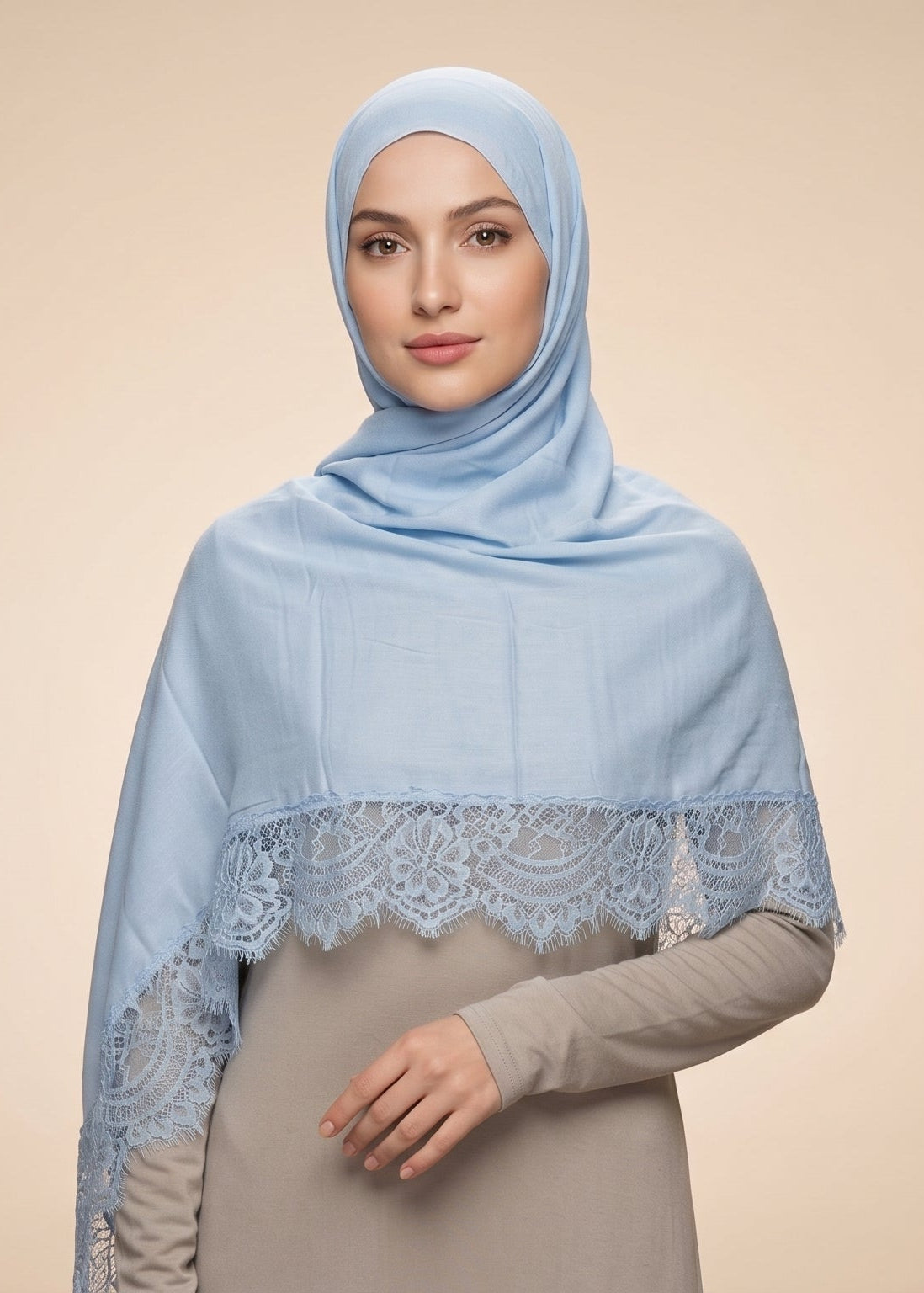 Frost Blue Lace Modal Hijab