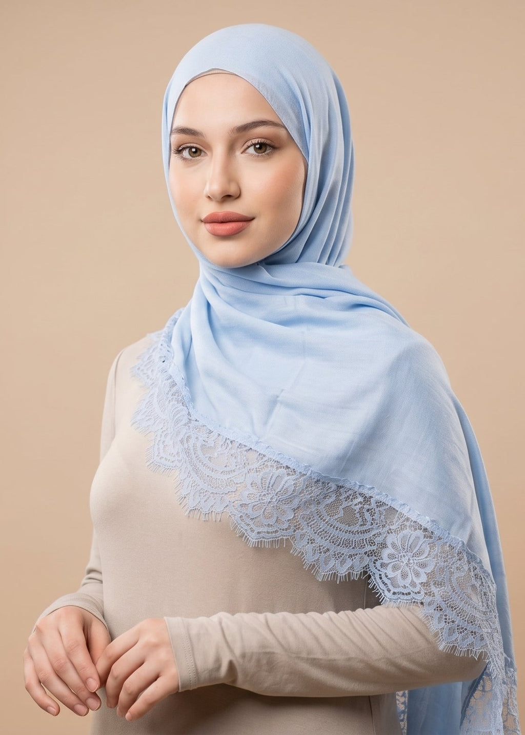 Frost Blue Lace Modal Hijab