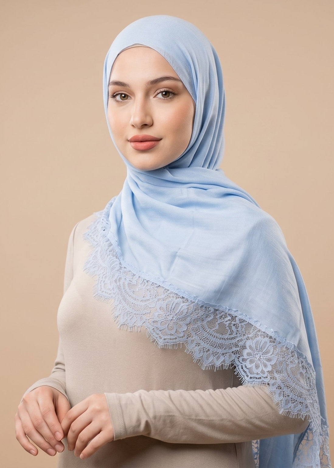 Frost Blue Lace Modal Hijab