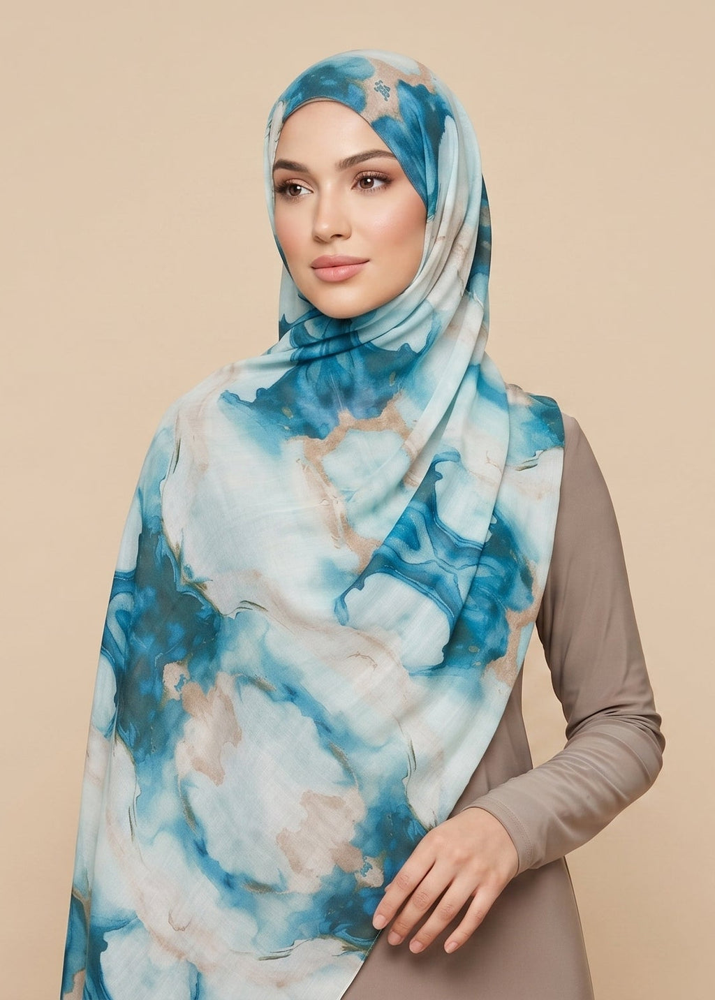 Blue Heaven Printed Modal Watermark Ombre Hijab