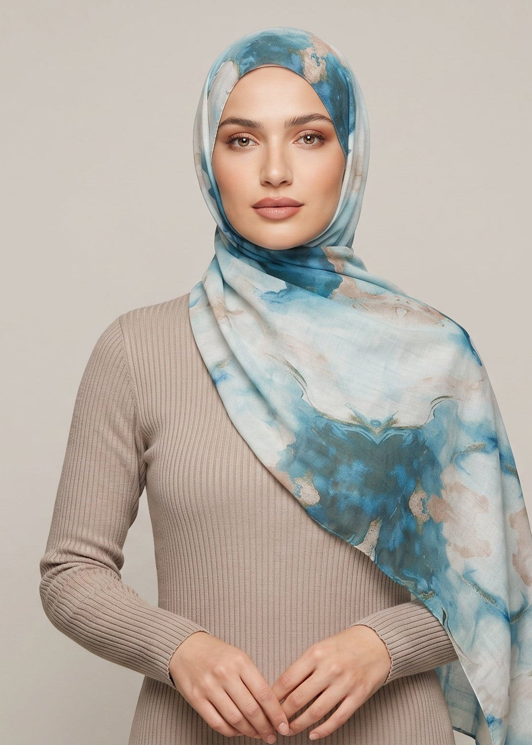 Blue Heaven Printed Modal Watermark Ombre Hijab
