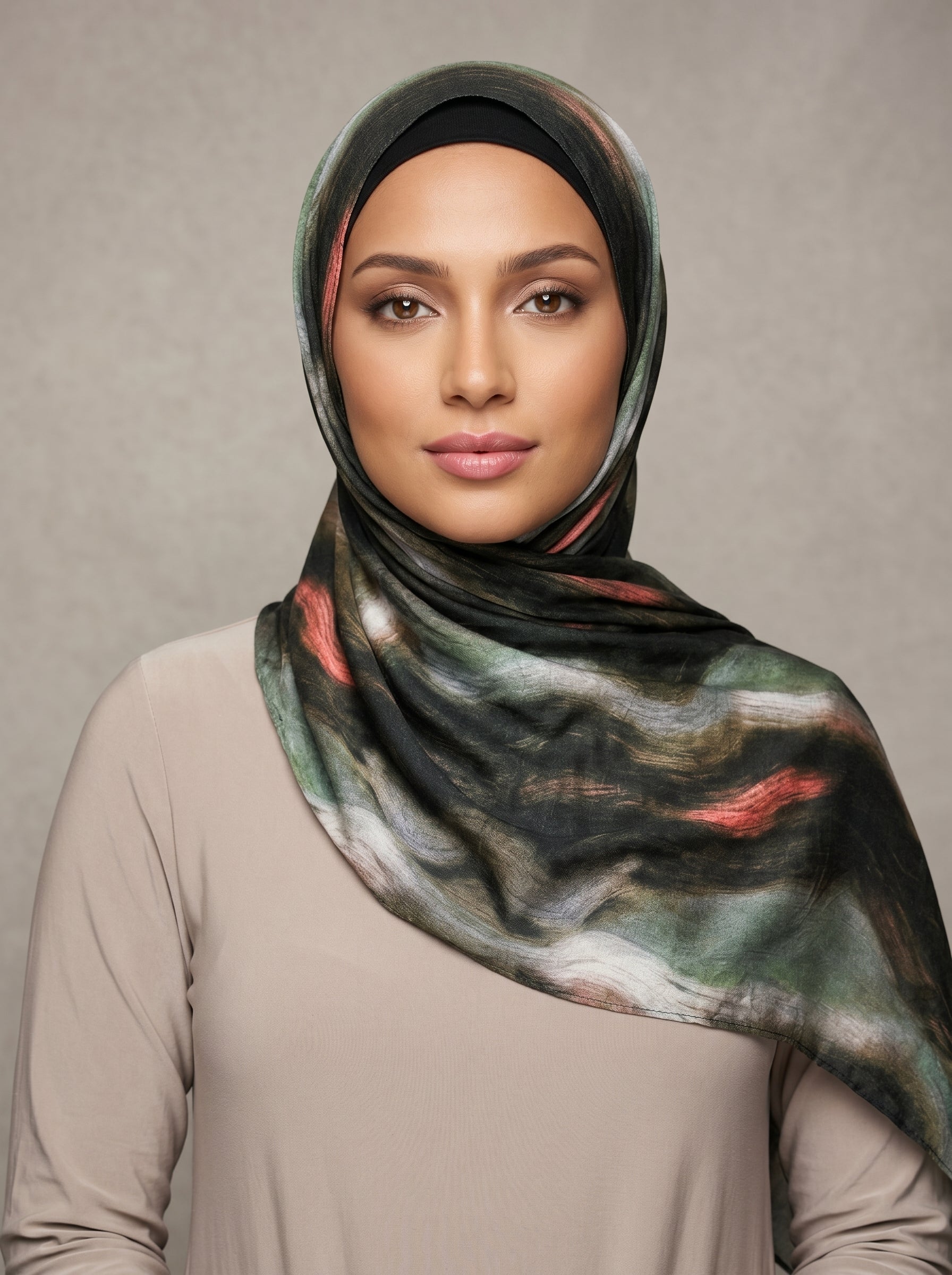 Forest Moss Printed Jersey Hijab