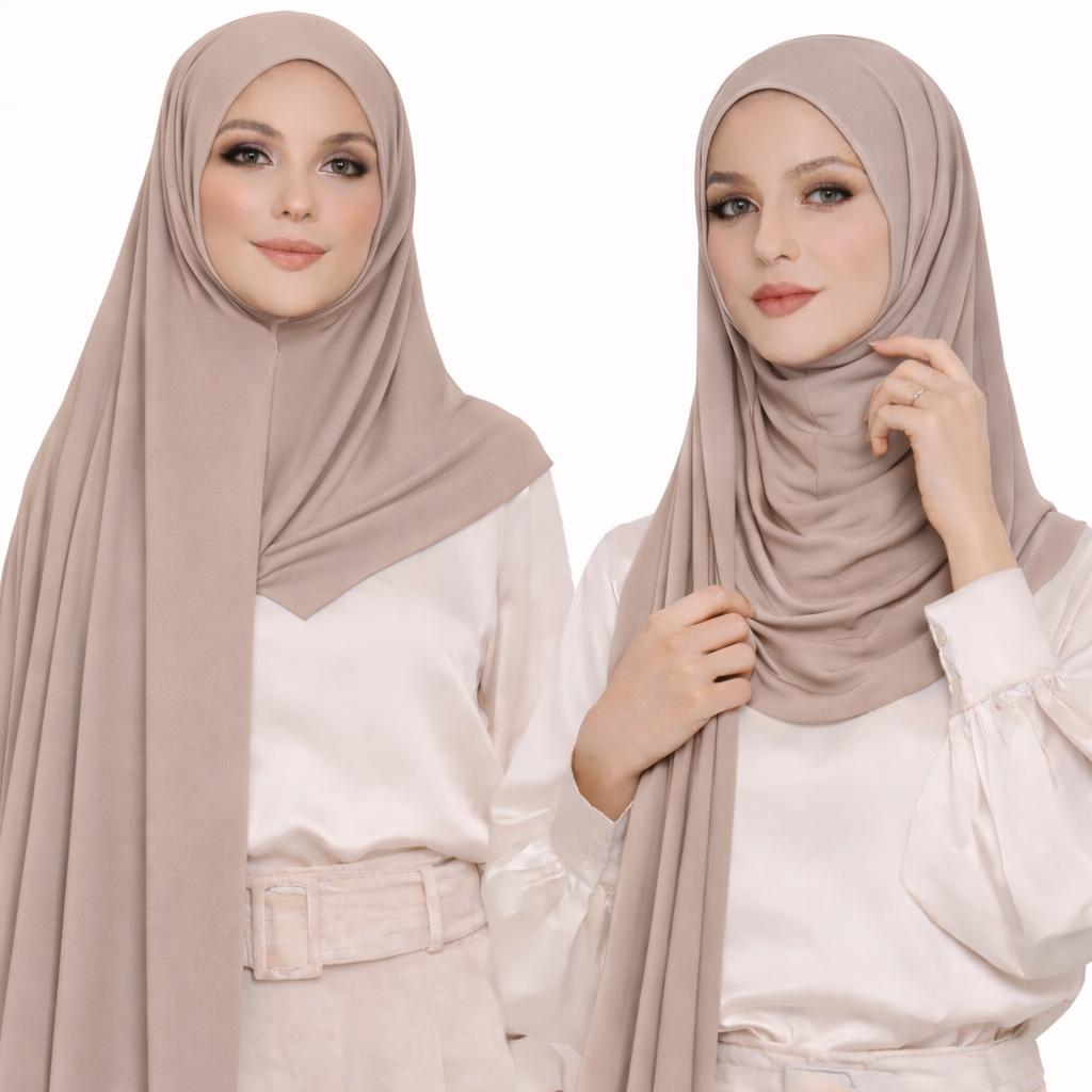 Premium Cotton Jersey Instant Hijab - Brown Shades