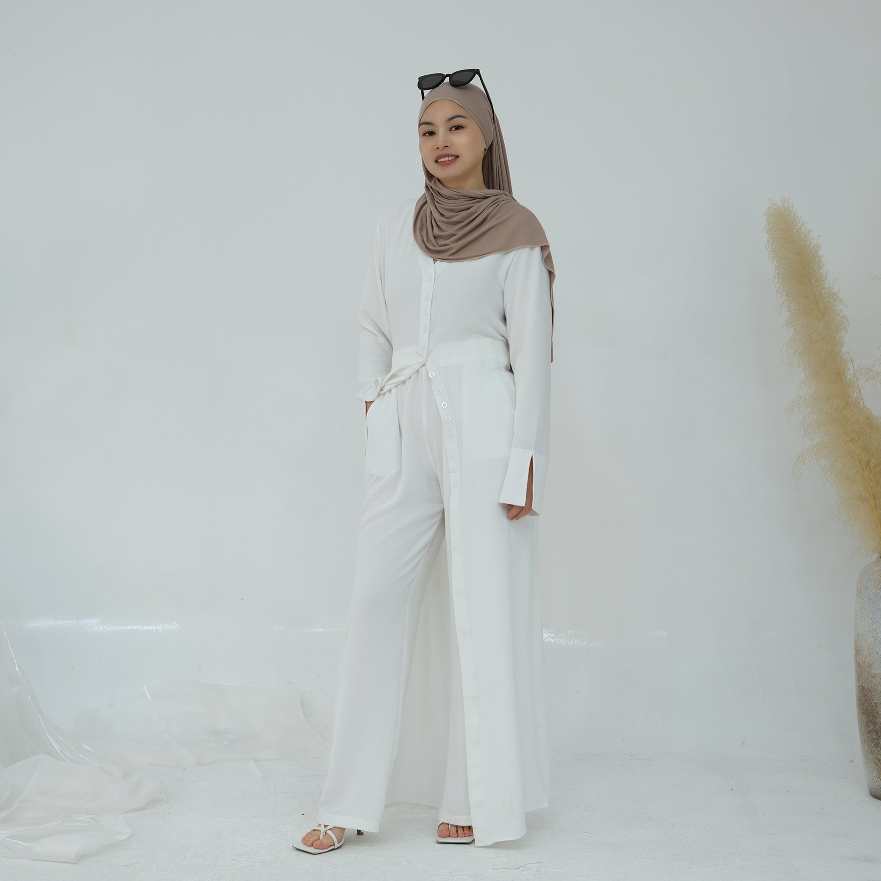 Lumi Two-Piece Modest Co-Ord Set - White